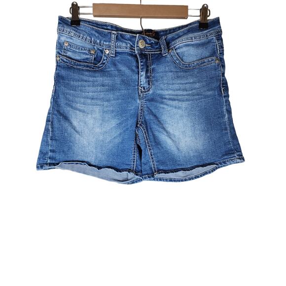 SEVEN 7 Women's Blue Denim Medium Wash Cut Off Jean Shorts SZ 10 - Picture 1 of 9